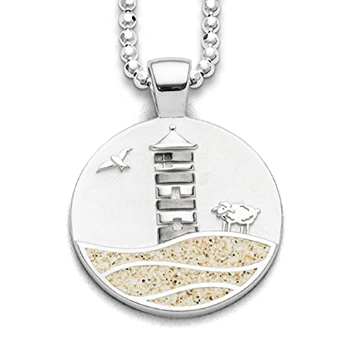 DUR Schmuck Unisex Anhänger Pilsumer Leuchtturm Strandsand, Silber 925/- rhodiniert (P3956) von DUR