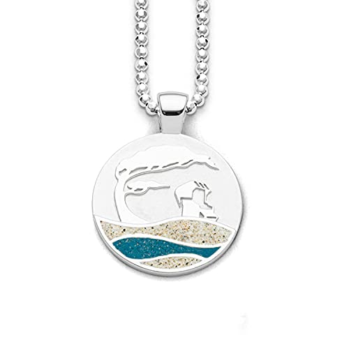 DUR Schmuck Anhänger Strandwellen Strandsand Logo, blauer Steinsand Silber 925/- rhodiniert (P3961) von DUR