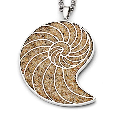 DUR Anhänger Sandnautilus für Halskette aus 925 Sterling Silber mit Sand veredelt, Beige, 64 mm, P3096 von DUR