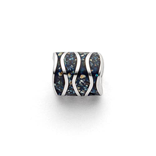 DUR Anhänger Welle für Halskette aus 925 Sterling Silber mit Mosaik-Seeopal veredelt, Schwarz, P4258 von DUR