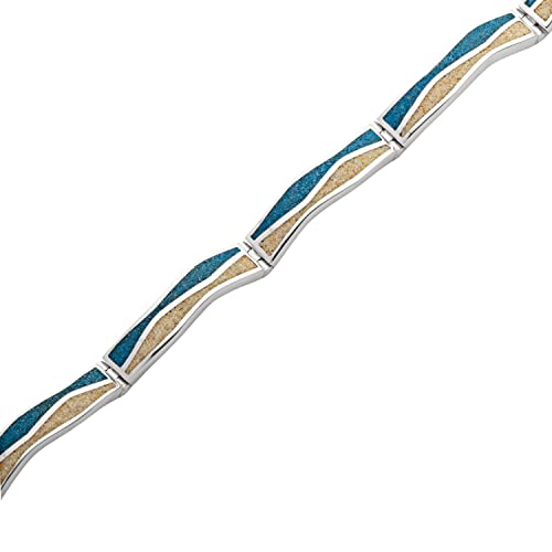 DUR Armband Welle mit 925 Sterling Silber Element mit Sand veredelt, Länge: 58 cm, Beige/Blau, A1743 von DUR