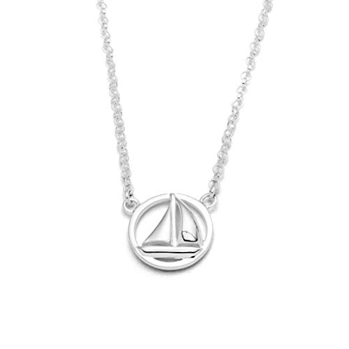 DUR Damen Halskette Ahoi Segelschiff aus 925er Sterling-Silber in der Farbe Silber, Länge: 42 cm, K2556 von DUR