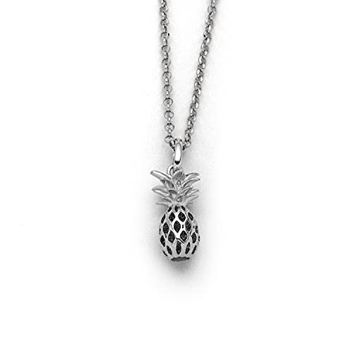 DUR Damen Halskette Ananas aus 925er Sterling-Silber mit Lavasand in der Farbe Silber und Schwarz, Länge: 42 cm, K2687 DUR Damen Halskette Ananas aus 925er Sterling-Silber mit Lavasand in der Farbe Silber und Schwarz, Länge: 42 cm, K2687 von DUR
