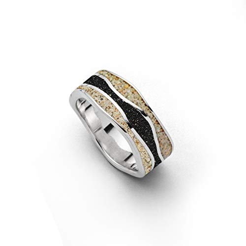 DUR Schmuck Ring Strandwellen Strandsand, Lavasand, Silber 925/-rhodiniert (R5594), 54 (17.2) von DUR