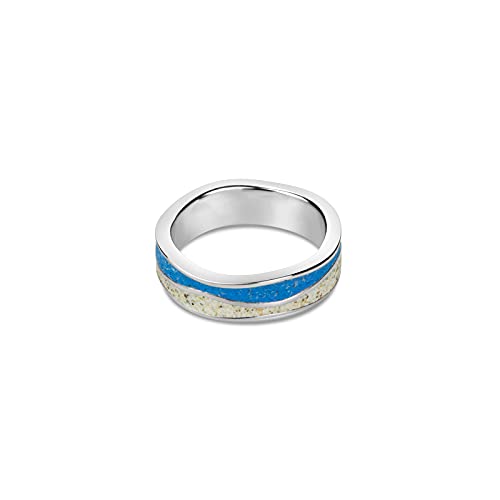 DUR Damen Ring STRANDWELLEN Steinsand blau, 925er Sterling-Silber und echter Strandsand R5105 von DUR