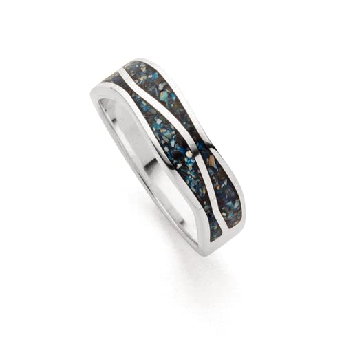 DUR Damen Ring"Welle" Mosaik Seeopal aus 925er Silber Größe 58 (18.5) R5854.58, 58 (18.5) von DUR