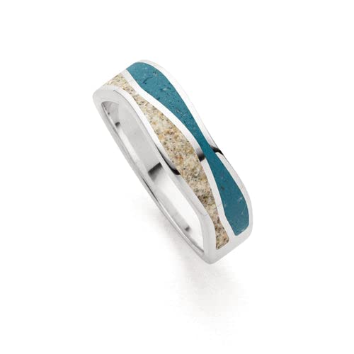 DUR Damen Ring"Welle"Strandsand/blauer Steinsand aus 925er Silber Größe 68 (21.6) R5848.68, 68 (21.6) von DUR
