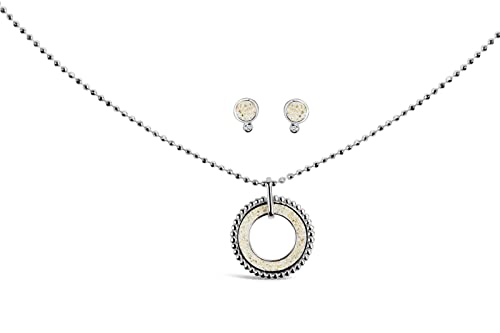 DUR Damenschmuck | Strandzauber | 925er Sterlingsilber | Strandsand | Anhänger Strandzauber mit Kugelkette 45cm und Ohhring Polarstern | P3015 | O5052 | K2255 von DUR