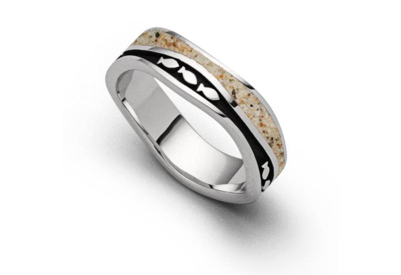 DUR Fingerring DUR Schmuck: Ring Welle "Fischschwarm" mit Strandsand, dunkel rhodinie von DUR