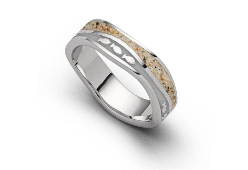 DUR Fingerring DUR Schmuck: Ring Welle "Fischschwarm" mit Strandsand, hell rhodiniert von DUR