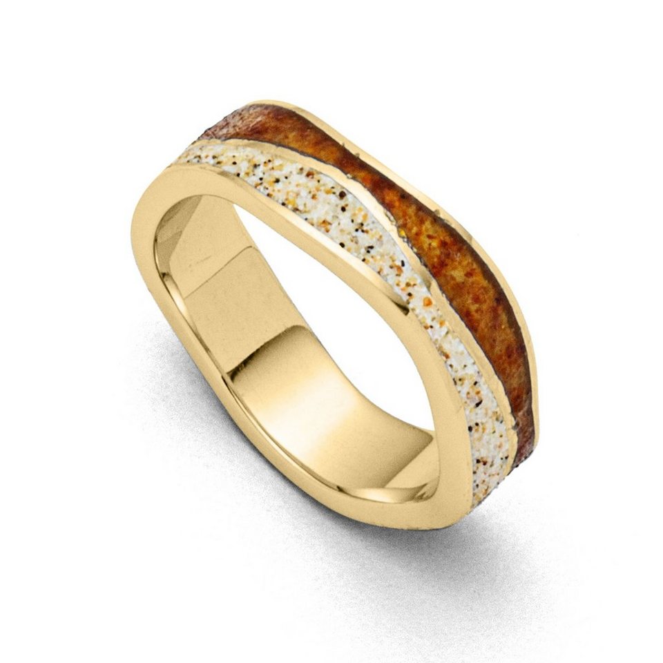 DUR Fingerring DUR Schmuck: Ring Wellen" mit Bernstein und Strandsand, vergoldet R56" von DUR