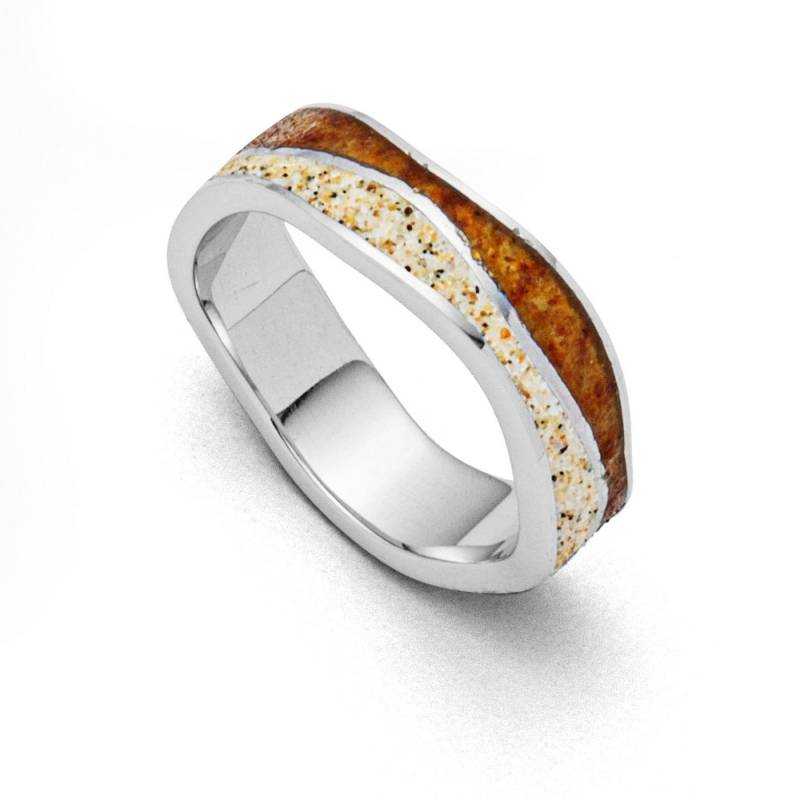 DUR Fingerring DUR Schmuck: Ring "Wellen" mit Strandsand und Bernstein R5475 von DUR