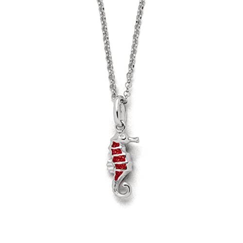 DUR Halskette Seepferd aus 925 Sterling Silber mit Koralle veredelt, Rot/Silber, 42 cm, K2720 DUR Halskette Seepferd aus 925 Sterling Silber mit Koralle veredelt, Rot/Silber, 42 cm, K2720 von DUR
