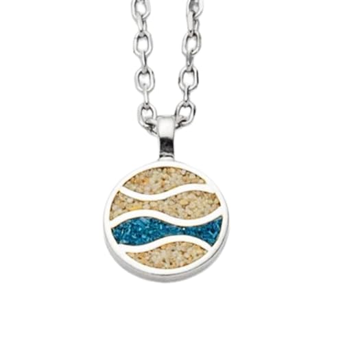 DUR Kette mit Anhänger Strandwellen Steinsand blau, 925er Silber & Strandsand, K2516 von DUR
