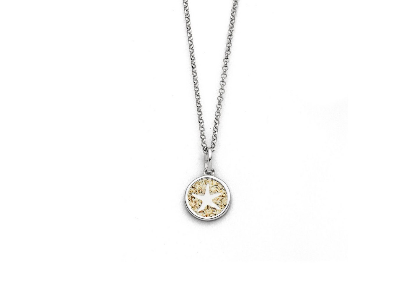 DUR Kette mit Anhänger Halskette K2967 „Seestern 2.0“, 45 cm – Anhänger aus 925er Silber, mit echtem Strandsand, maritimer Schmuck von DUR