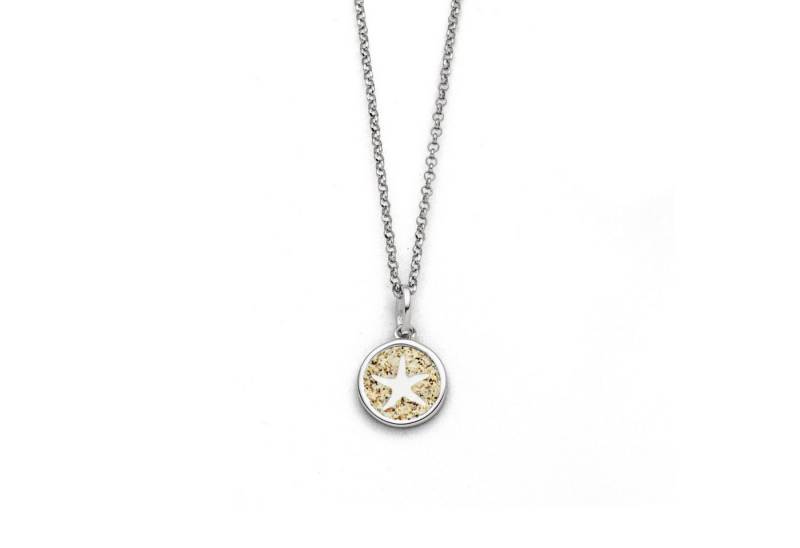 DUR Kette mit Anhänger Halskette K2967 „Seestern 2.0“, 45 cm – Anhänger aus 925er Silber, mit echtem Strandsand, maritimer Schmuck von DUR