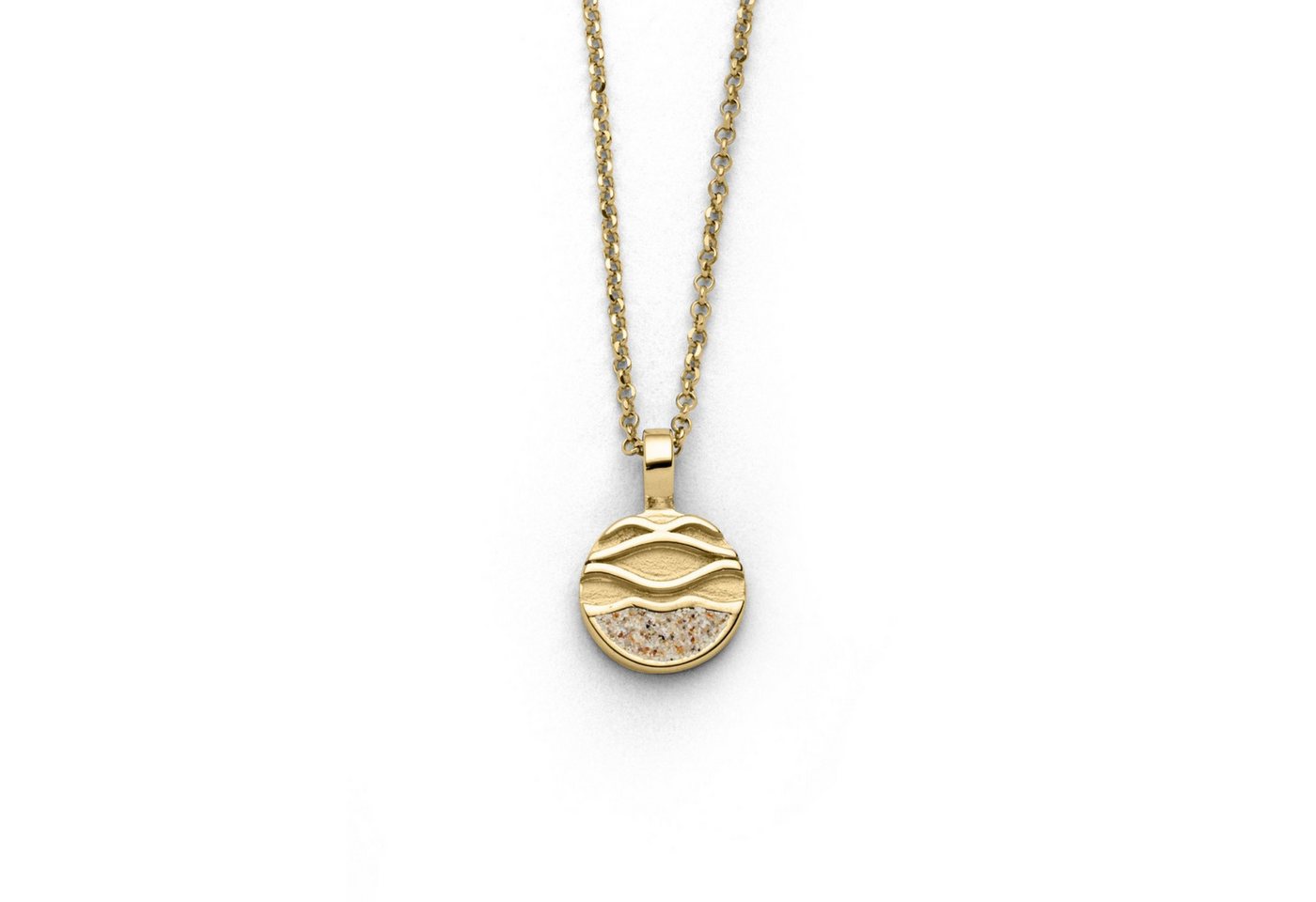 DUR Kette mit Anhänger K2709 – Vergoldete Damenkette „Strandwellen 2.0“ mit Strandsand, 42 cm von DUR