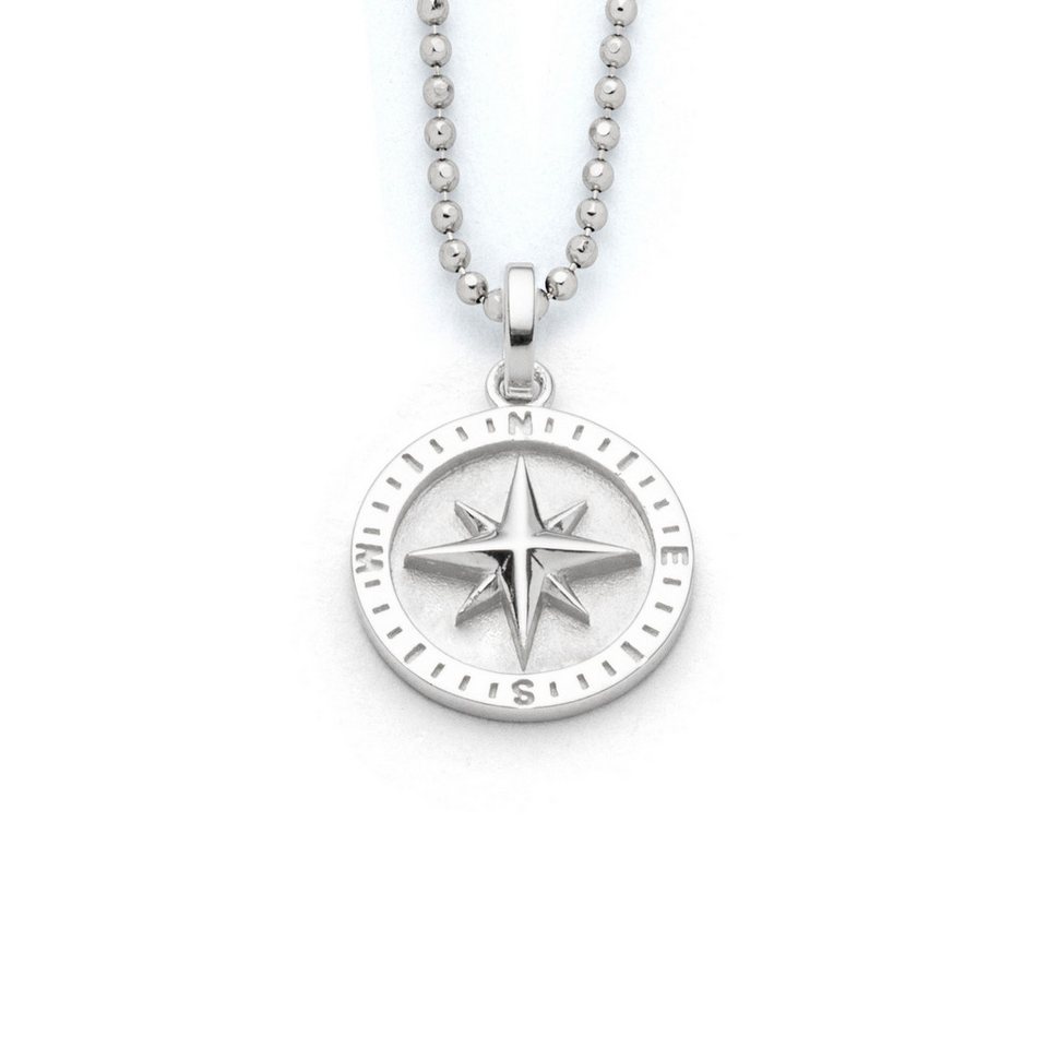 DUR Kettenanhänger DUR Schmuck: Anhänger 15 mm "Kompassrose 2.0", hell rhodiniert, P4863 von DUR