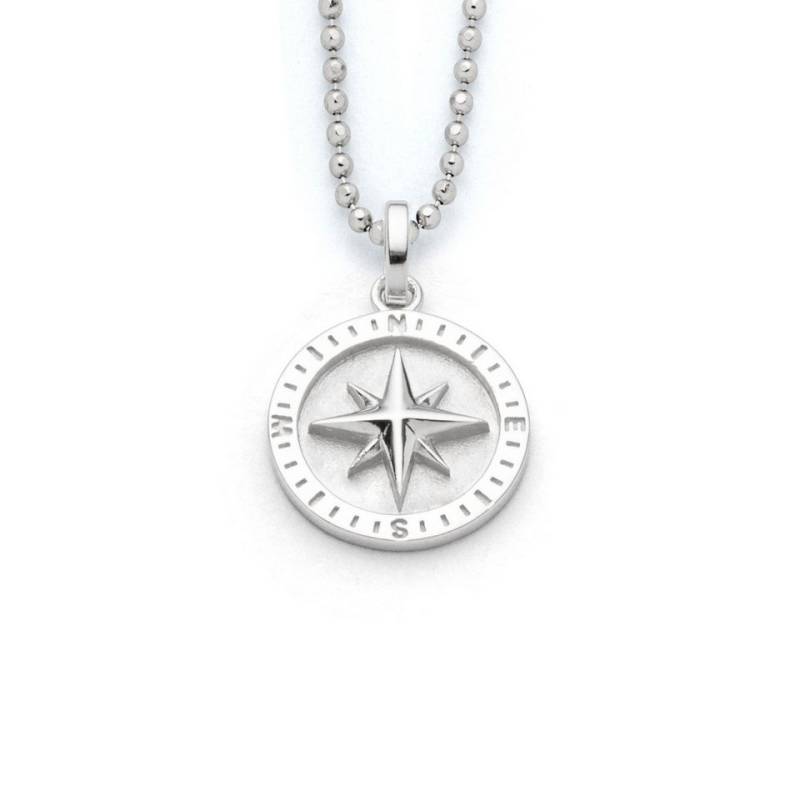 DUR Kettenanhänger DUR Schmuck: Anhänger 15 mm "Kompassrose 2.0", hell rhodiniert, P4863 von DUR