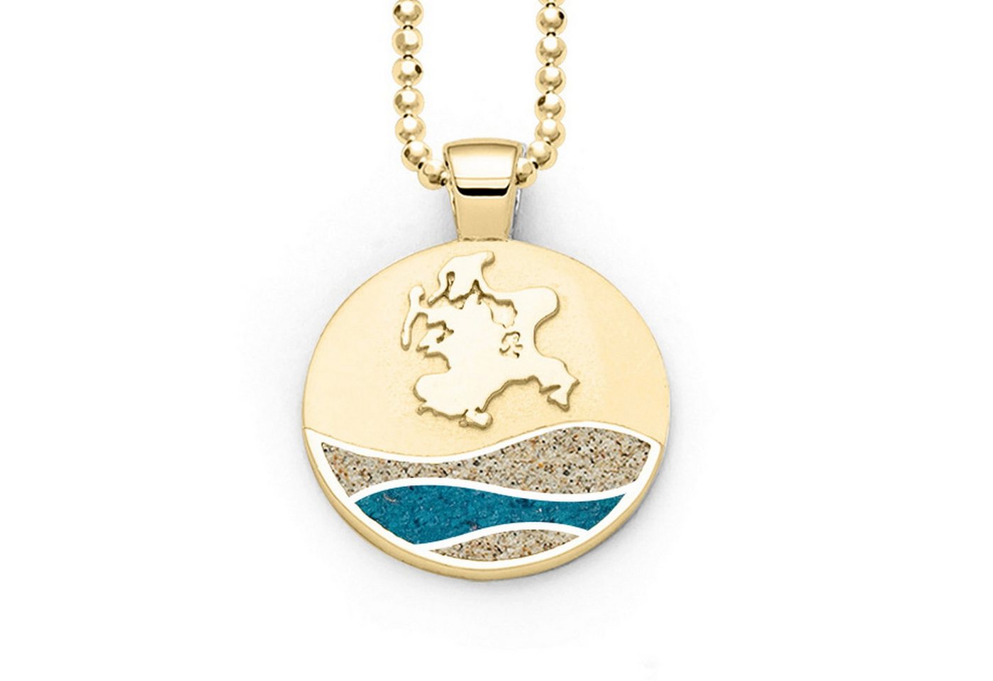 DUR Kettenanhänger DUR Schmuck: Anhänger Strandwellen "Insel Rügen" mit Strandsand und bl von DUR