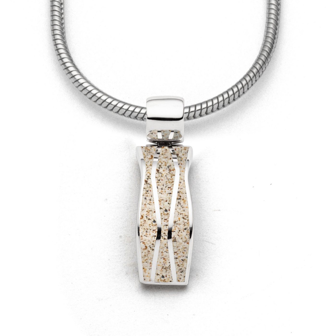 DUR Kettenanhänger P4453 „Welle 2.0“ – Strandsand & Silber, 9,4x31,5 mm –, Maritiver Schmuckanhänger aus 925er Silber von DUR