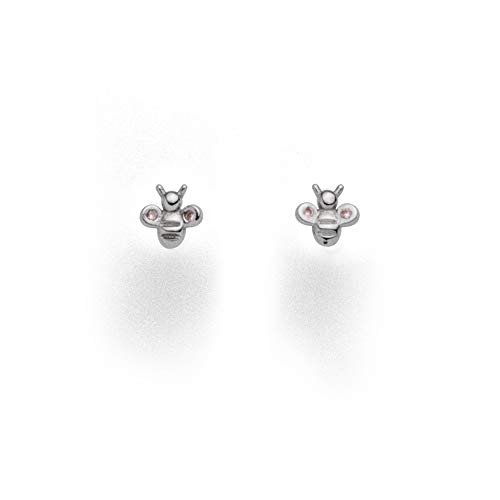 DUR Ohrstecker „Biene“ aus rhodiniertem 925er Sterling-Silber mit Zirkonia – Filigraner und funkelnder Schmuck, Maße: 6 mm x 6,2 mm, S1473 von DUR