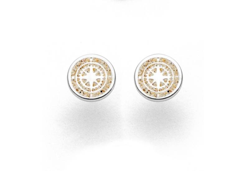 DUR Ohrstecker-Set Kompass O5039, 10 mm – Maritimer Ohrschmuck aus 925er Silber, mit Strandsand – Symbolischer Silberschmuck für Weltenbummler von DUR