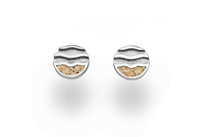 DUR Ohrstecker-Set Strandwellen 2.0 O5247, 7,5 mm – Runde Stecker aus 925er Silber, mit echtem Strandsand – Maritimer Ohrschmuck mit Wellenstruktur von DUR