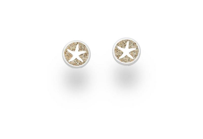 DUR Paar Ohrstecker O5057 „Seestern“ – Strandsand & Silber – 8 mm – Maritimer Ohrschmuck von DUR