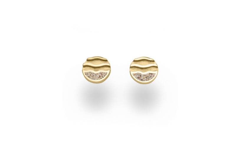 DUR Paar Ohrstecker O5250 – Vergoldete Ohrringe mit Strandsand & Strandwellen-Design, 8 mm von DUR