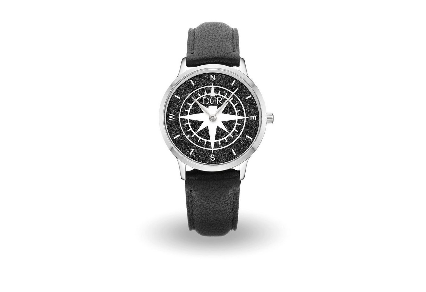 DUR Quarzuhr DUR Schmuck: Uhr 36er "Kompass" mit Lavasand, Lederband schwarz, DW005 von DUR