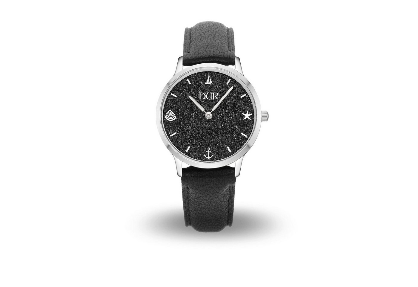 DUR Quarzuhr DUR Schmuck: Uhr 36er "Maritim" mit Lavasand, Lederband schwarz, DW024 von DUR