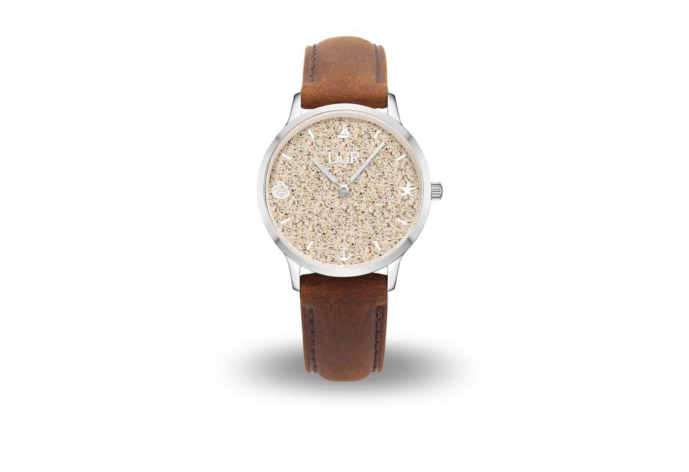DUR Quarzuhr DUR Schmuck: Uhr 36er "Maritim" mit Strandsand, Lederband braun, DW023 von DUR