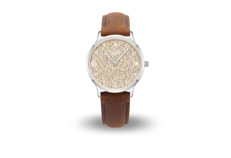 DUR Quarzuhr DUR Schmuck: Uhr 36er "Maritim" mit Strandsand, Lederband braun, DW023 von DUR