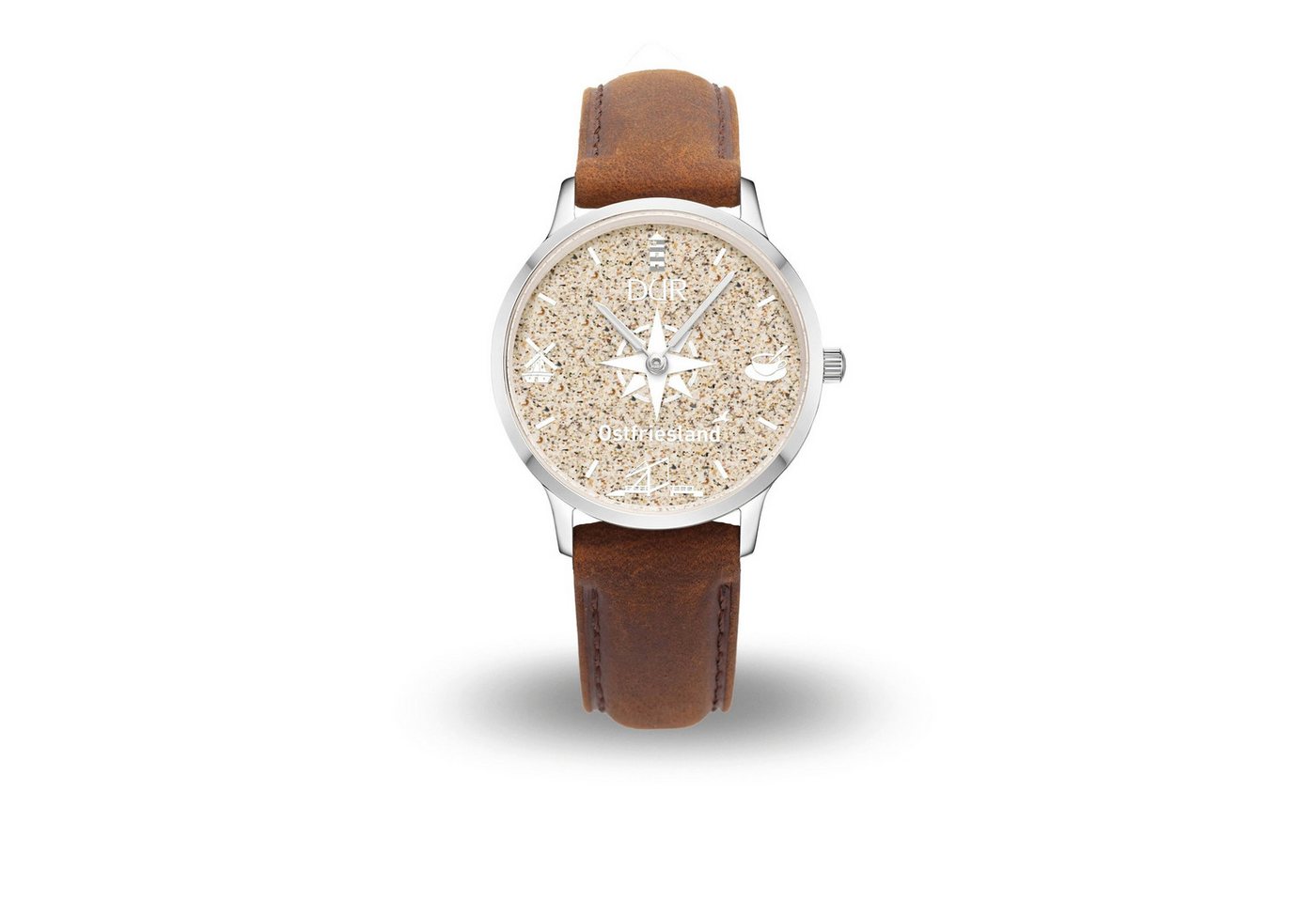 DUR Quarzuhr DUR Schmuck: Uhr 36er "Ostfriesland" mit Strandsand, Lederband braun von DUR