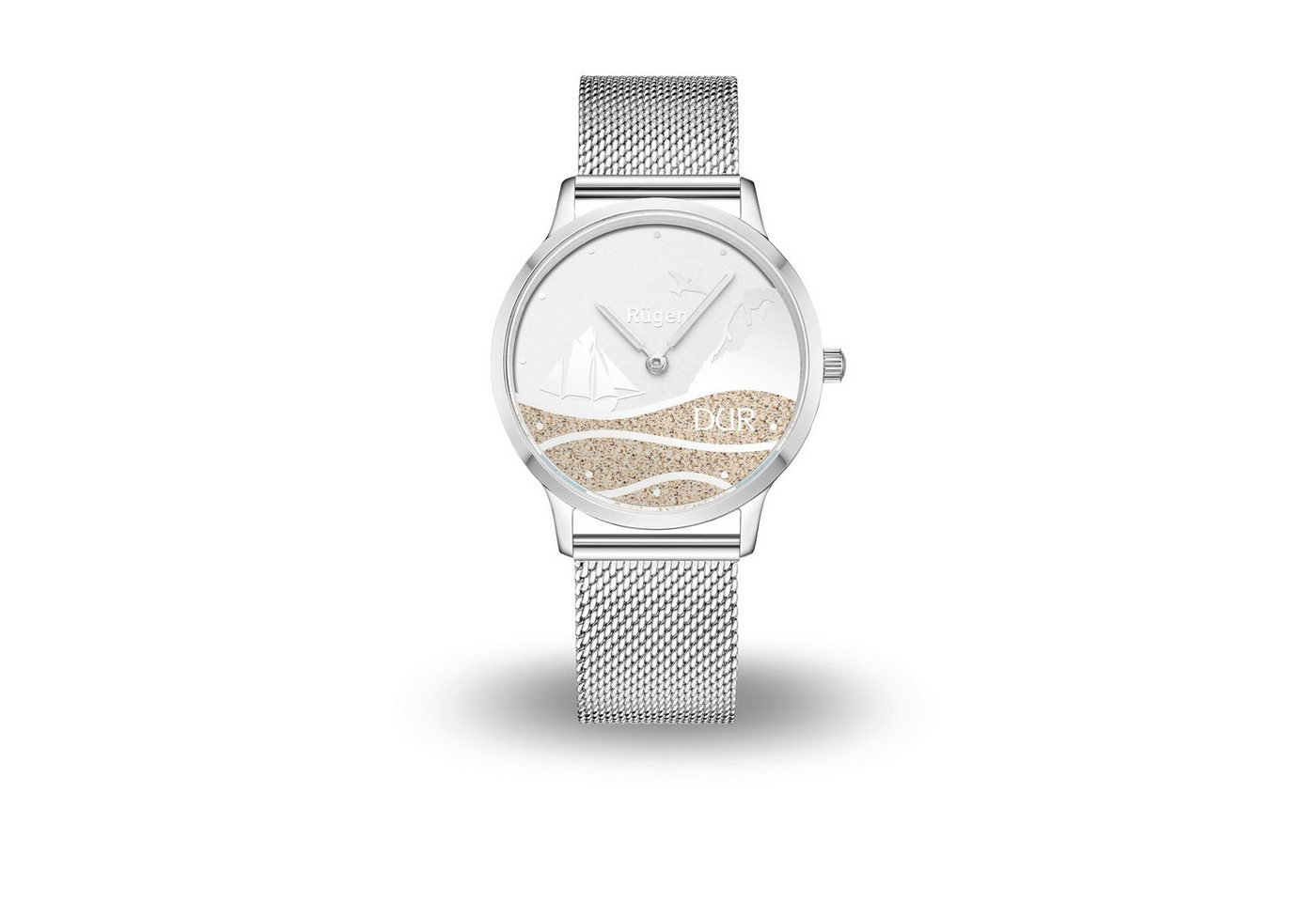 DUR Quarzuhr DUR Schmuck: Uhr 36er "Strandwellen Rügen" mit Strandsand, Mesh Band E von DUR