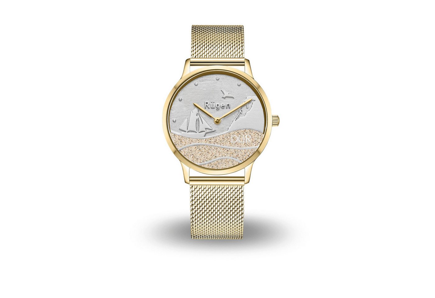 DUR Quarzuhr DUR Schmuck: Uhr 40er „Strandwellen Rügen“ mit Strandsand, PVD beschic von DUR