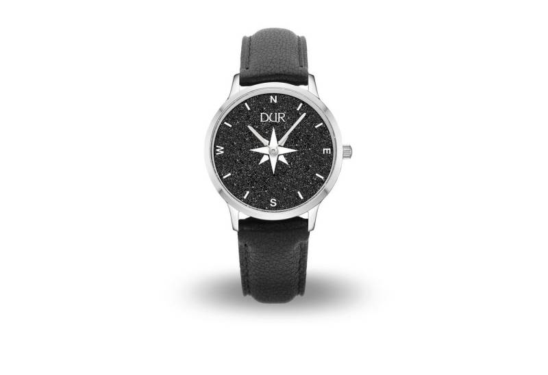 DUR Quarzuhr DUR Schmuck: Uhr 40er "Kompass 2.0" mit Lavasand, Lederband schwarz, D von DUR
