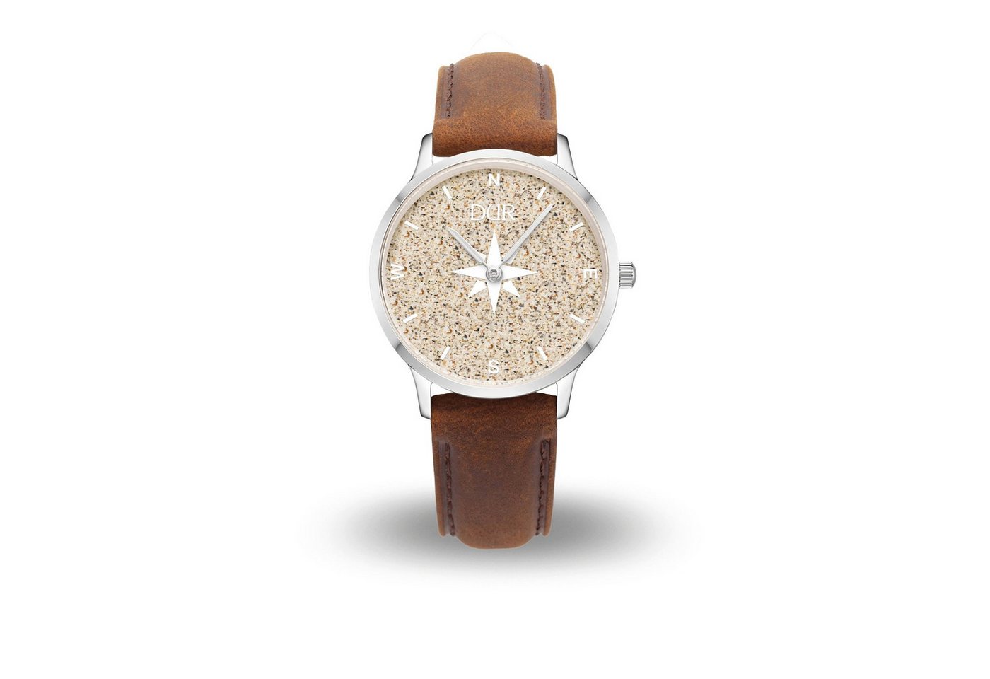 DUR Quarzuhr DUR Schmuck: Uhr 40er "Kompass 2.0" mit Strandsand, Lederband braun, D von DUR