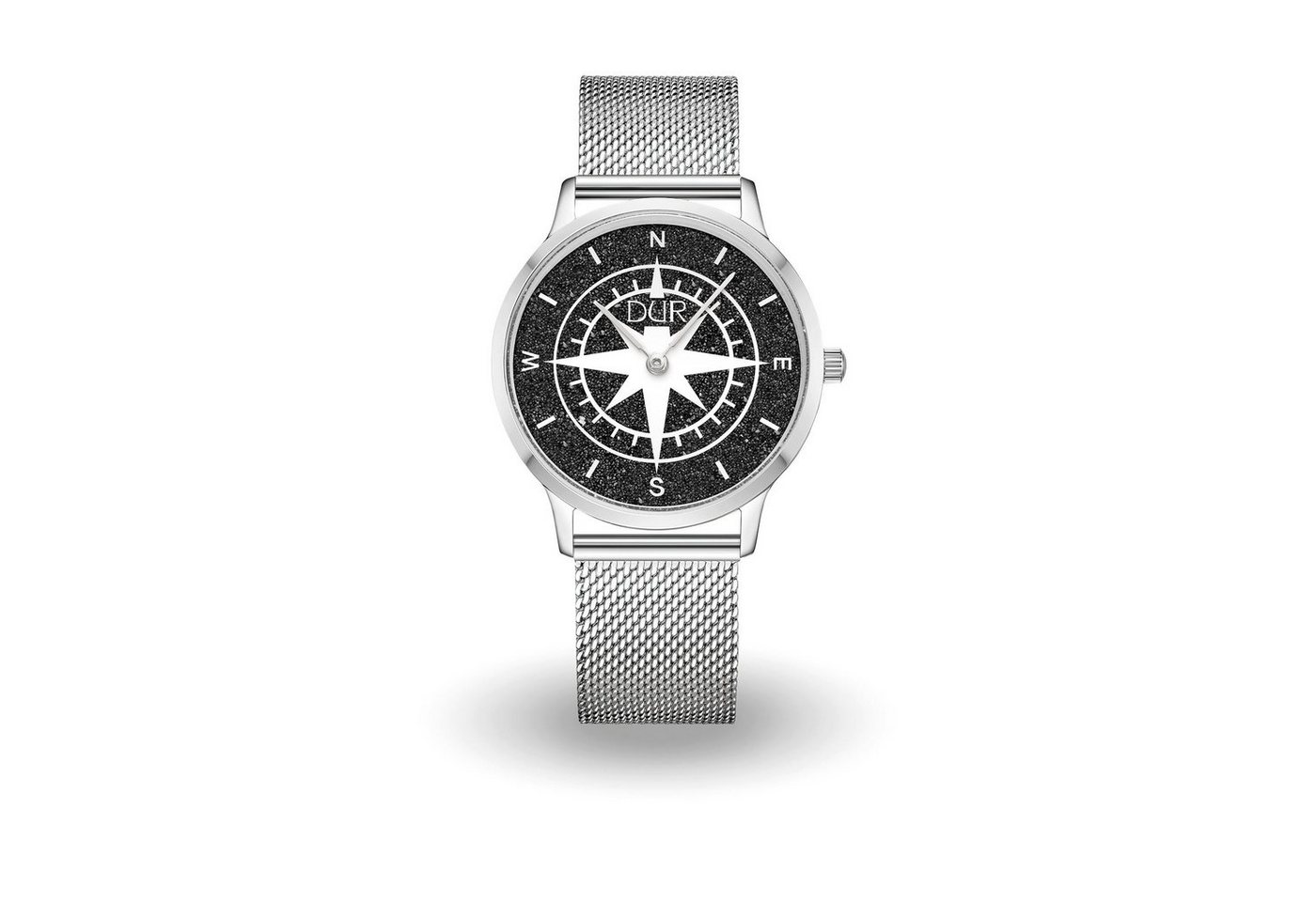 DUR Quarzuhr DUR Schmuck: Uhr 40er "Kompass" mit Lavasand, Mesh Band Edelstahl, DW0 von DUR