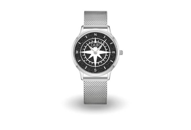 DUR Quarzuhr DUR Schmuck: Uhr 40er "Kompass" mit Lavasand, Mesh Band Edelstahl, DW0 von DUR