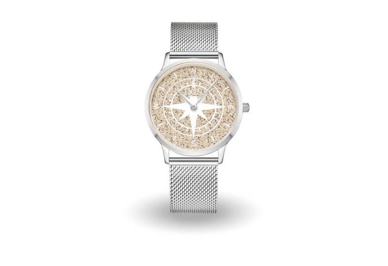 DUR Quarzuhr DUR Schmuck: Uhr 40er "Kompass" mit Strandsand, matt, Mesh Band Edelst von DUR