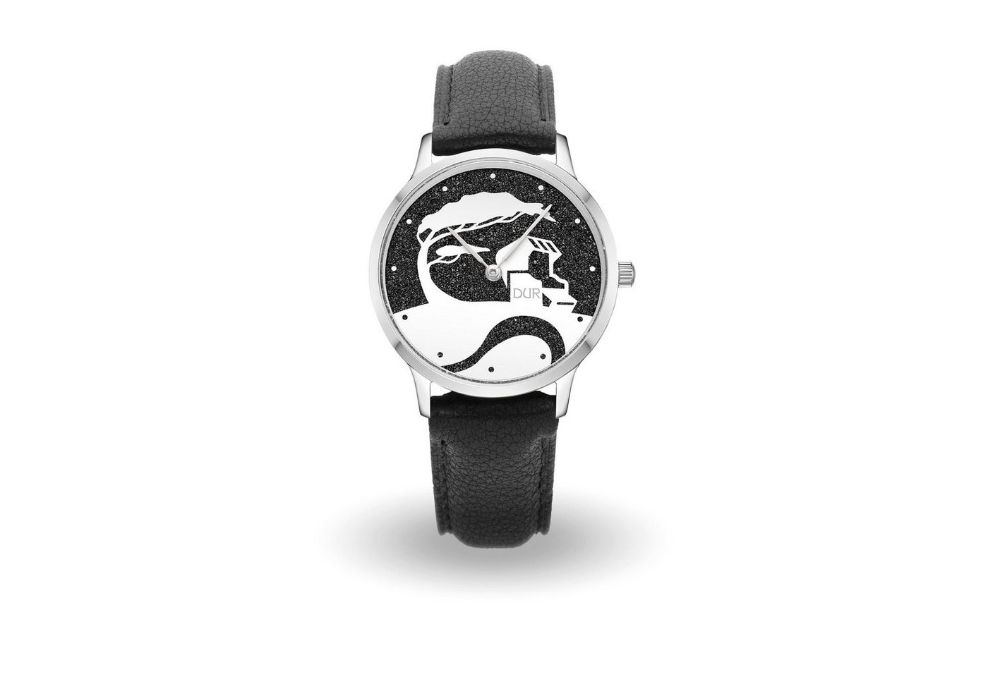 DUR Quarzuhr DUR Schmuck: Uhr 40er "Küste" mit Lavasand, Lederband schwarz, DW015 von DUR