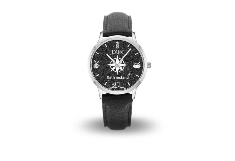DUR Quarzuhr DUR Schmuck: Uhr 40er "Ostfriesland" mit Lavasand, Lederband schwarz von DUR