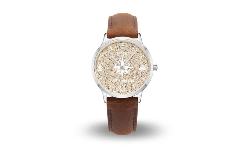 DUR Quarzuhr DUR Schmuck: Uhr 40er "Ostfriesland" mit Strandsand, Lederband braun von DUR