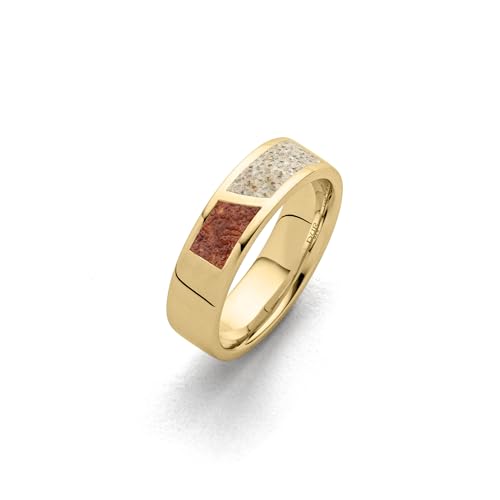 DUR Ring Duett aus vergoldetem 925 Sterling Silber mit Bernstein und Strandsand veredelt in der Farbe Silber/Beige/Braun, Größe: 52, R5999.52 von DUR