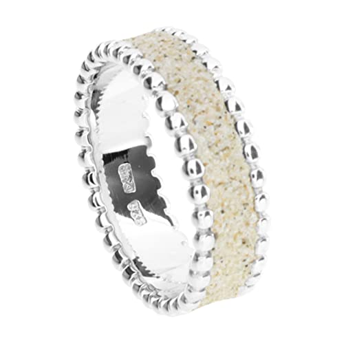 DUR Ring Strandzauber aus 925 Sterling Silber mit Sand veredelt, Größe: 52, Beige, R4786.52 von DUR-Schmuck