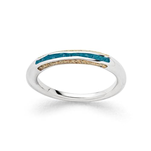 DUR Ring Wellenspiel aus 925 Sterling Silber mit Kyanit Steinsand und Strandsand veredelt in der Farbe Silber/Blau/Beige, Größe: 58, R5984.58 von DUR