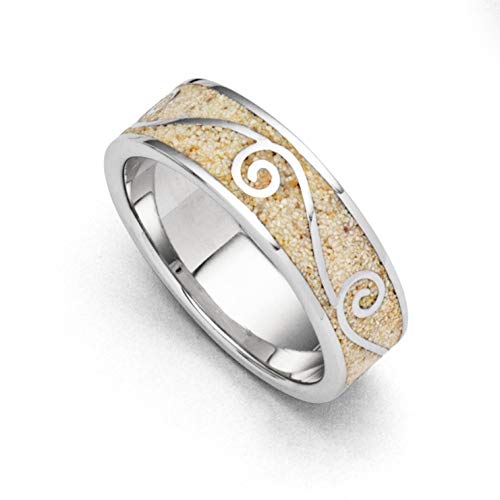 DUR Sanddüne Damen Ring aus 925 Sterling Silber mit Strandsand veredelt, Größe: 52, Silber/Beige, R557652 von DUR