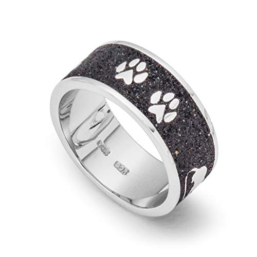 DUR Sandkatze Damen Ring aus Sterling-Silber und Lavasand in der Farbe Silber/Schwarz, Größe: 54, R468954 von DUR
